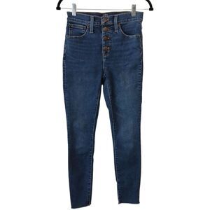 J. Crew 10" High Rise Skinny Jeans Women’s Size 26 Button Fly Stretch Raw Hem